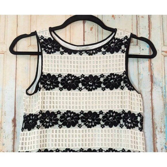 Max Studio Womens S Black White Sundress Floral Lace Round Neck Sleeveless - Picture 4 of 9